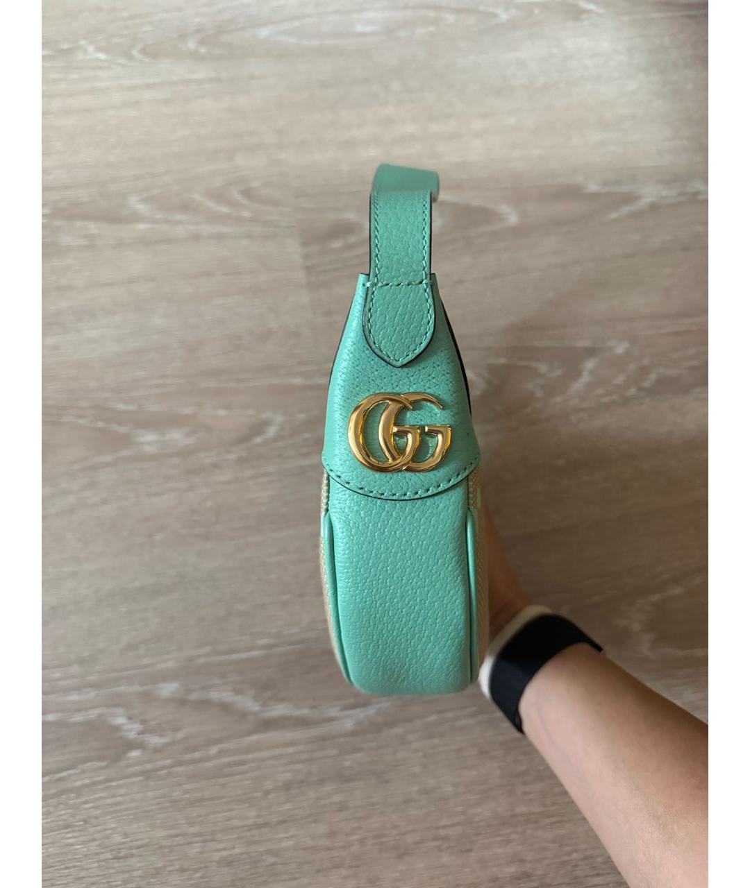 GUCCI Бирюзовая тканевая сумка с короткими ручками, фото 2