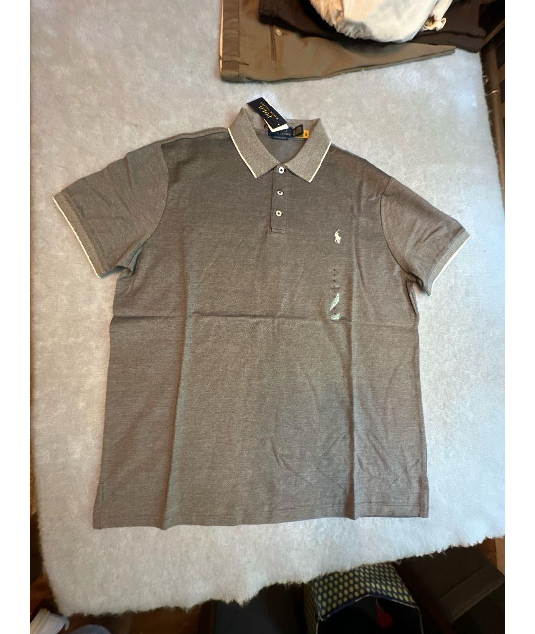 POLO RALPH LAUREN Серое хлопковое поло с коротким рукавом, фото 9