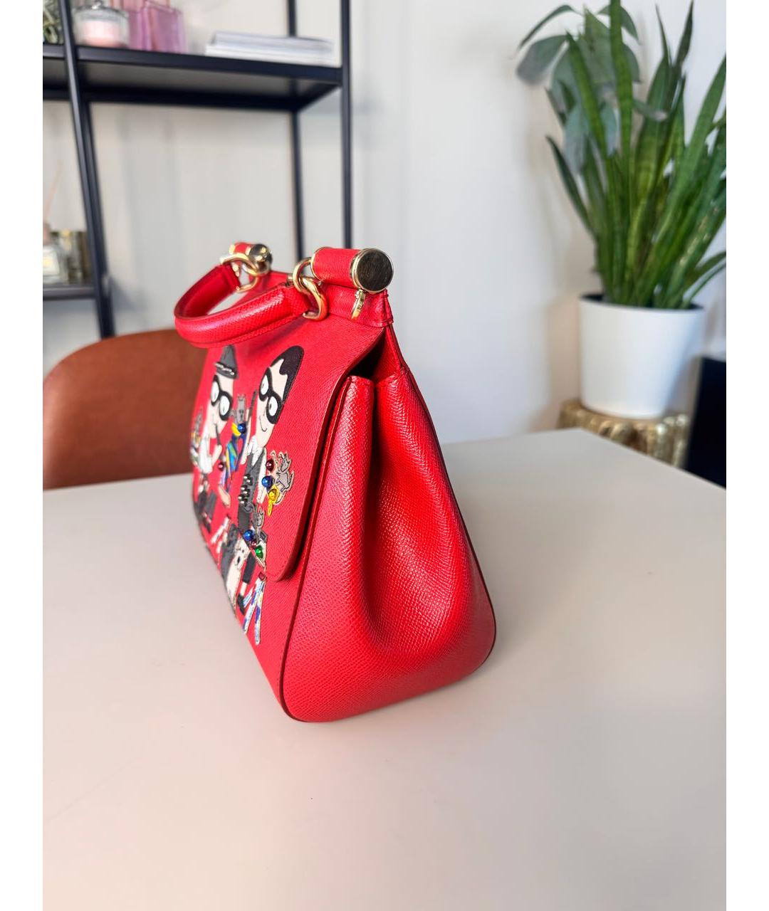 DOLCE&GABBANA Красная кожаная сумка с короткими ручками, фото 7