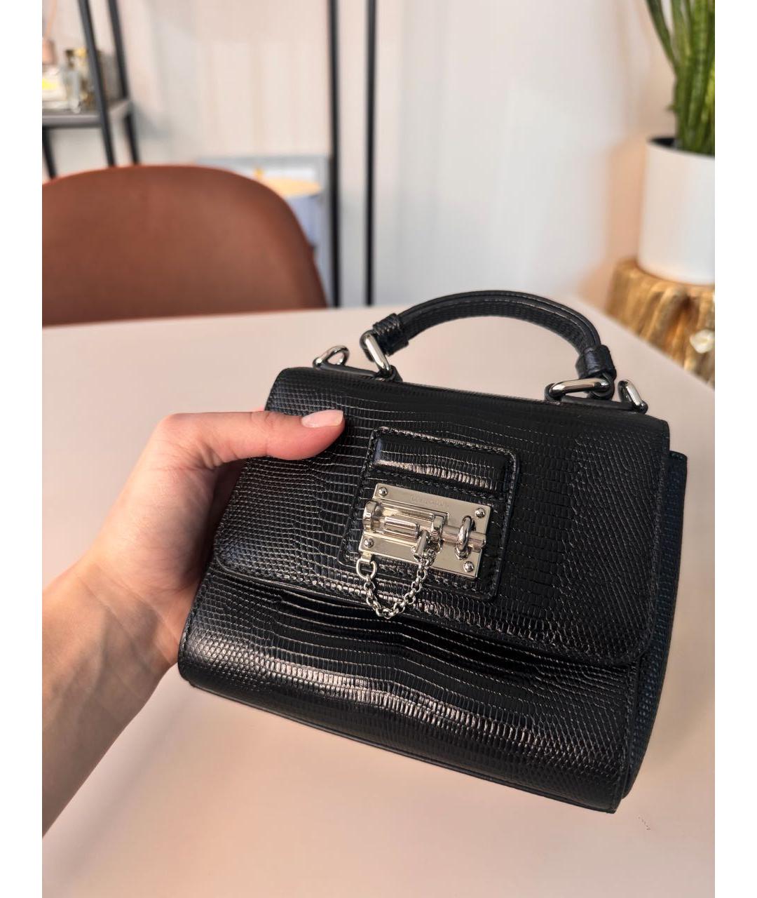 DOLCE&GABBANA Черная кожаная сумка с короткими ручками, фото 6