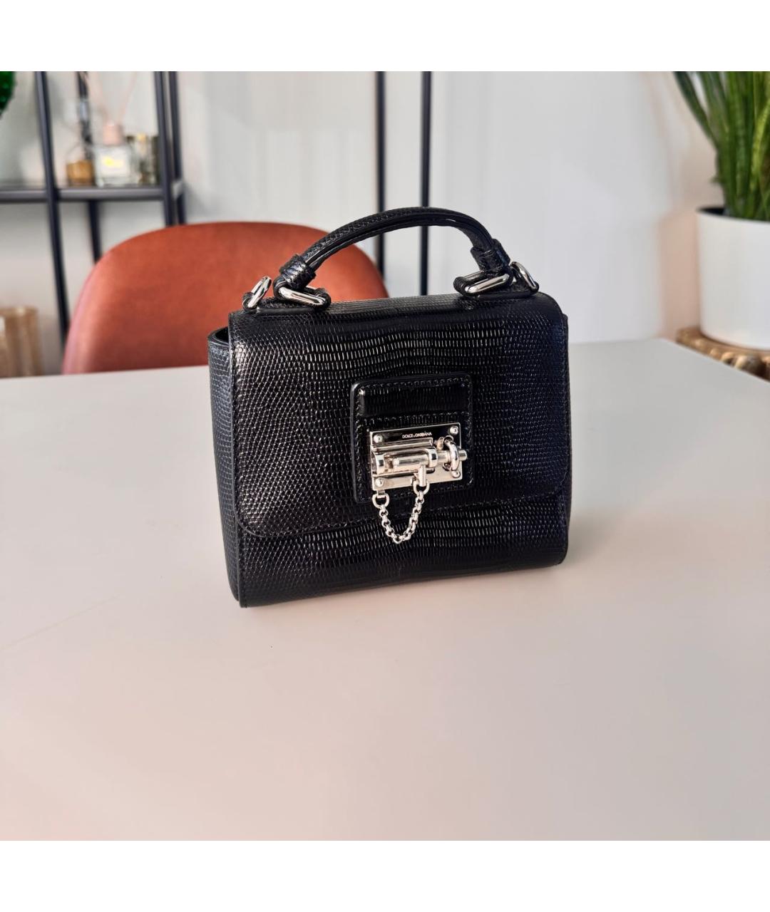DOLCE&GABBANA Черная кожаная сумка с короткими ручками, фото 9