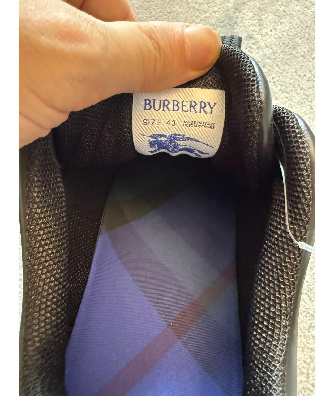 BURBERRY Черные кожаные низкие кроссовки / кеды, фото 5