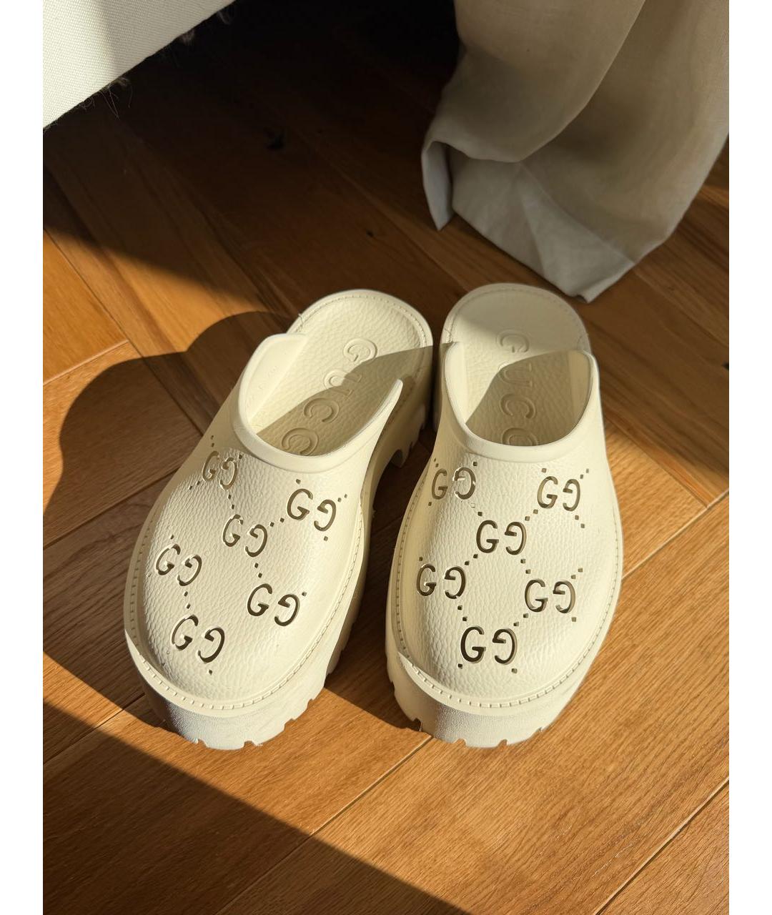 GUCCI Бежевые резиновые сабо, фото 3