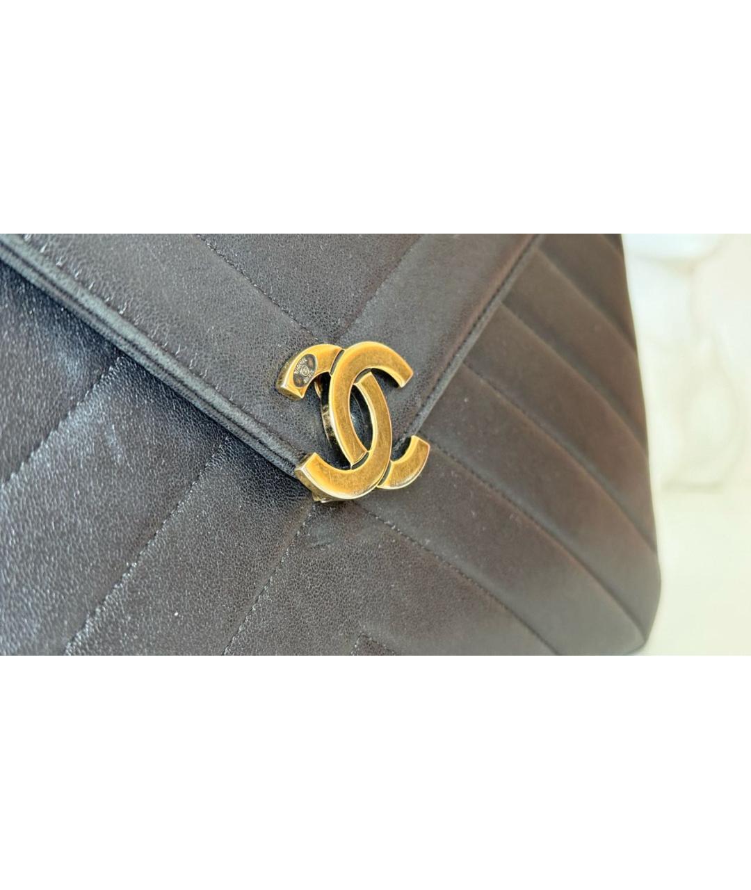 CHANEL Черная кожаная сумка тоут, фото 8
