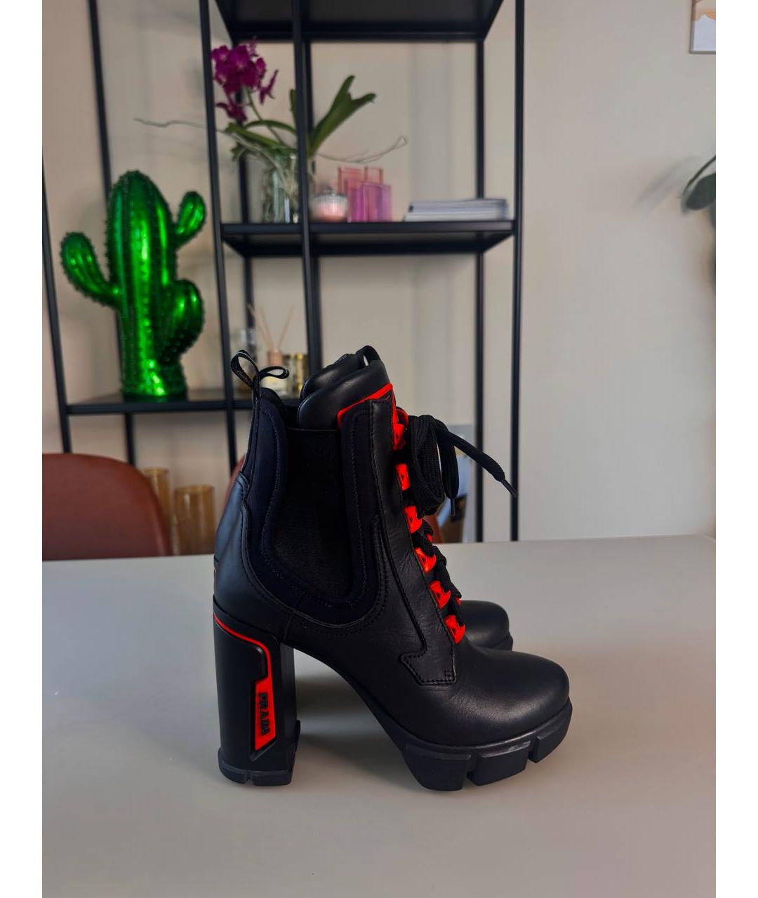 PRADA Черные кожаные ботинки, фото 6