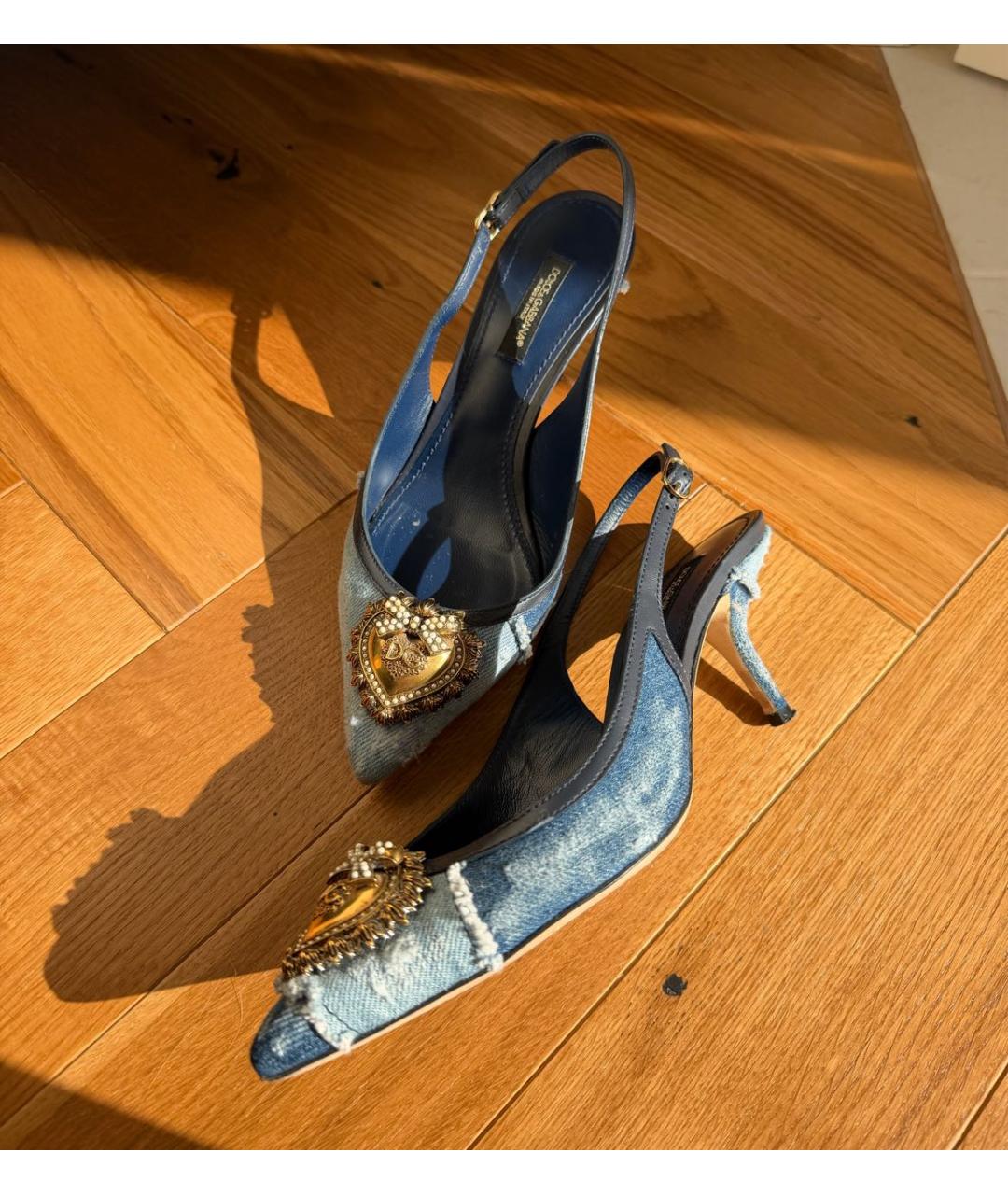 DOLCE&GABBANA Синие текстильные туфли, фото 5