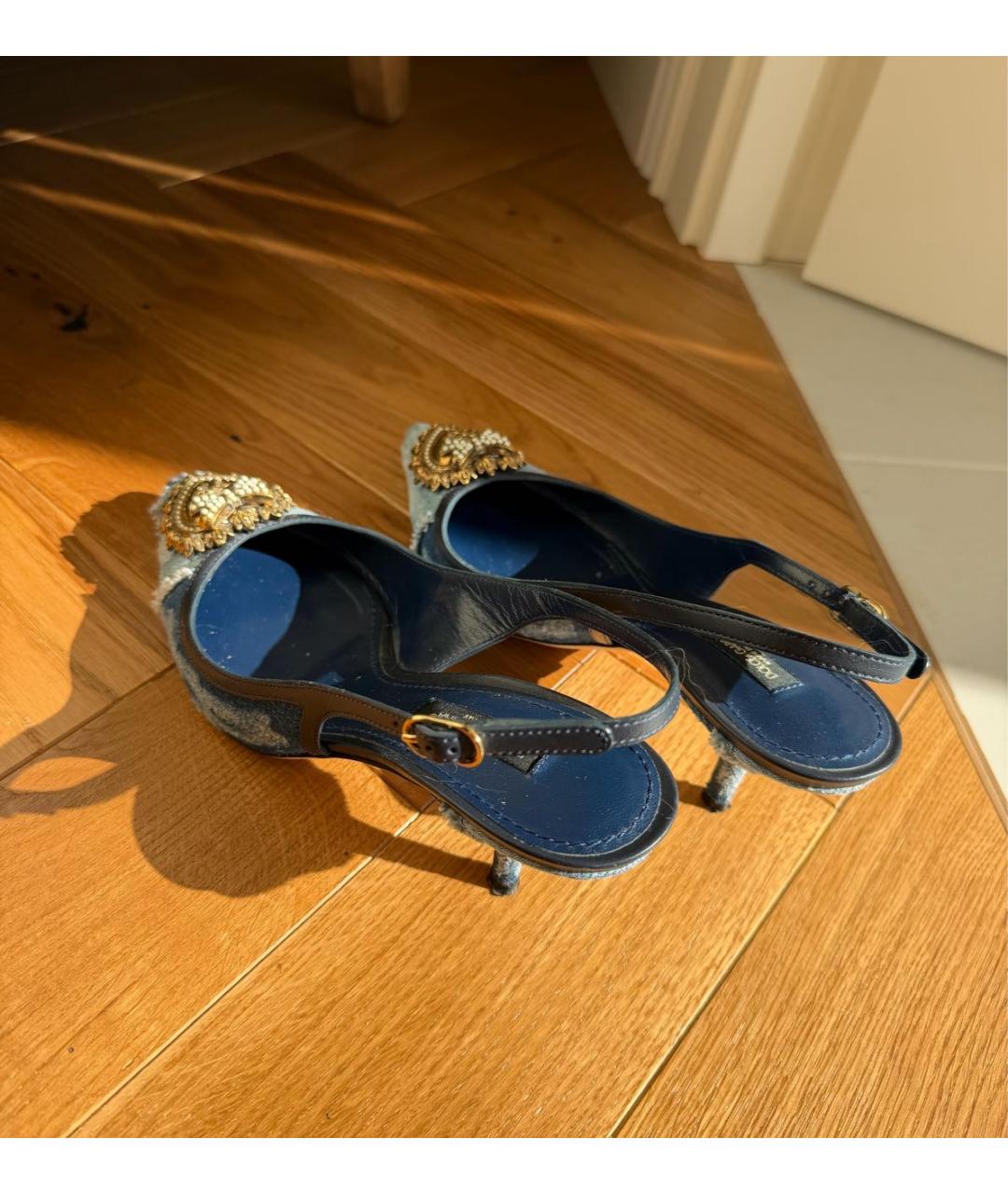 DOLCE&GABBANA Синие текстильные туфли, фото 4