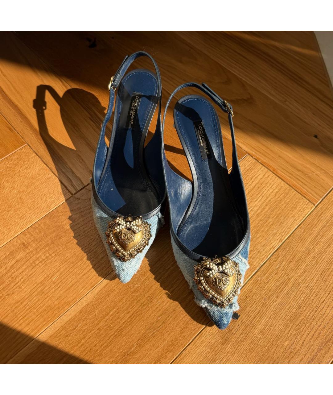 DOLCE&GABBANA Синие текстильные туфли, фото 2