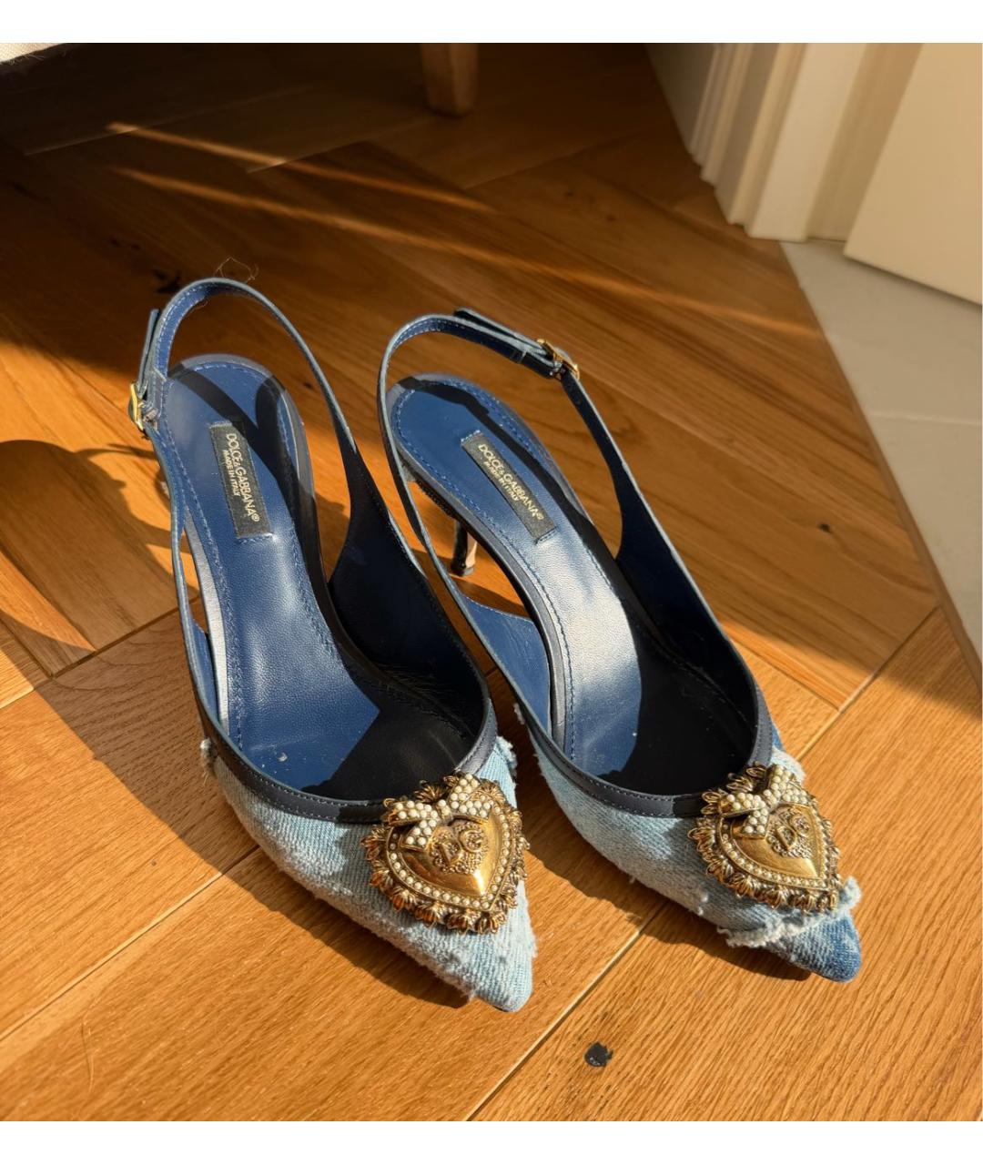 DOLCE&GABBANA Синие текстильные туфли, фото 3