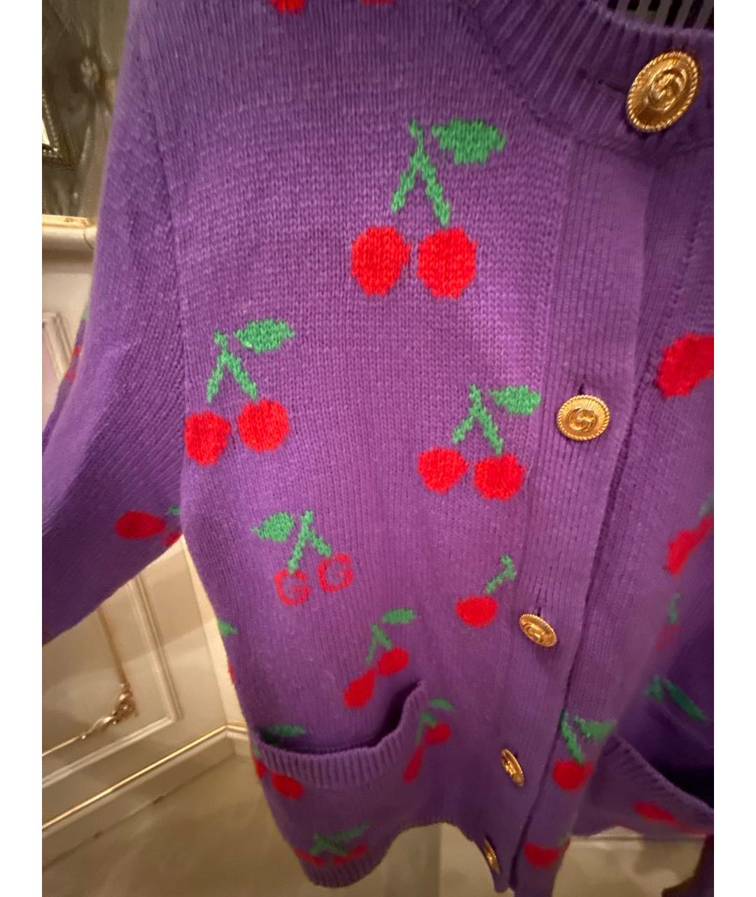 GUCCI Фиолетовый шерстяной кардиган, фото 4