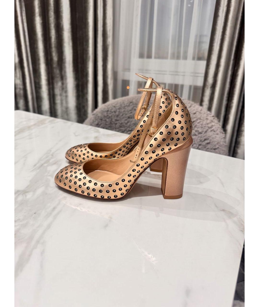 VALENTINO Золотые кожаные туфли, фото 3