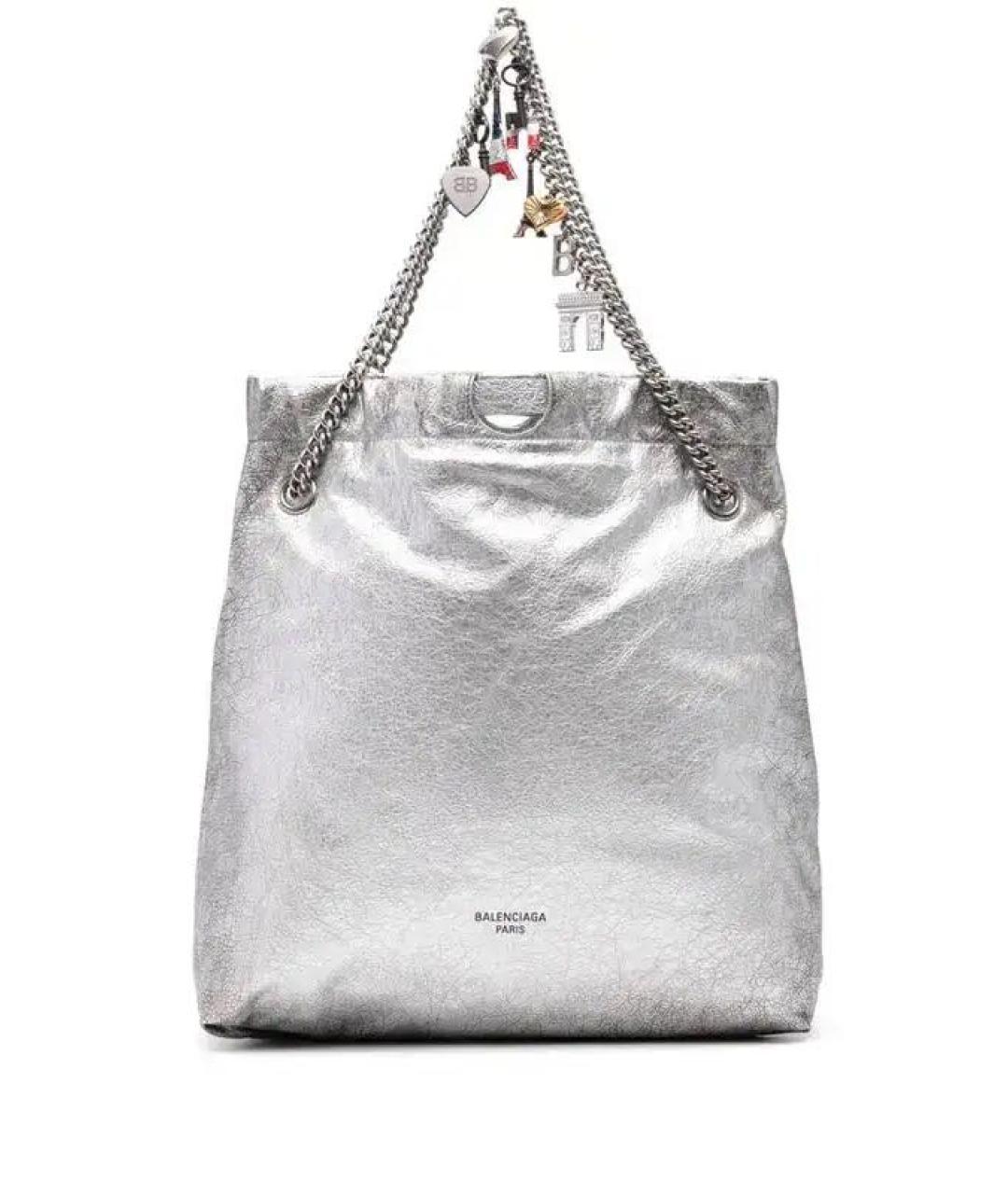 BALENCIAGA Серая кожаная сумка тоут, фото 4
