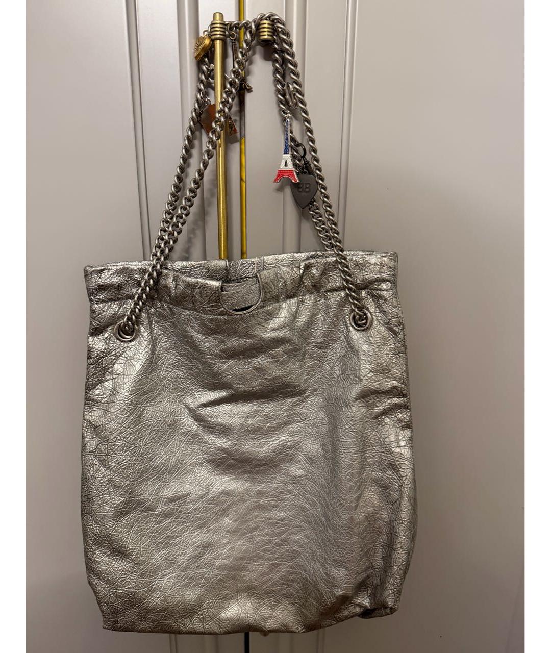 BALENCIAGA Серая кожаная сумка тоут, фото 2