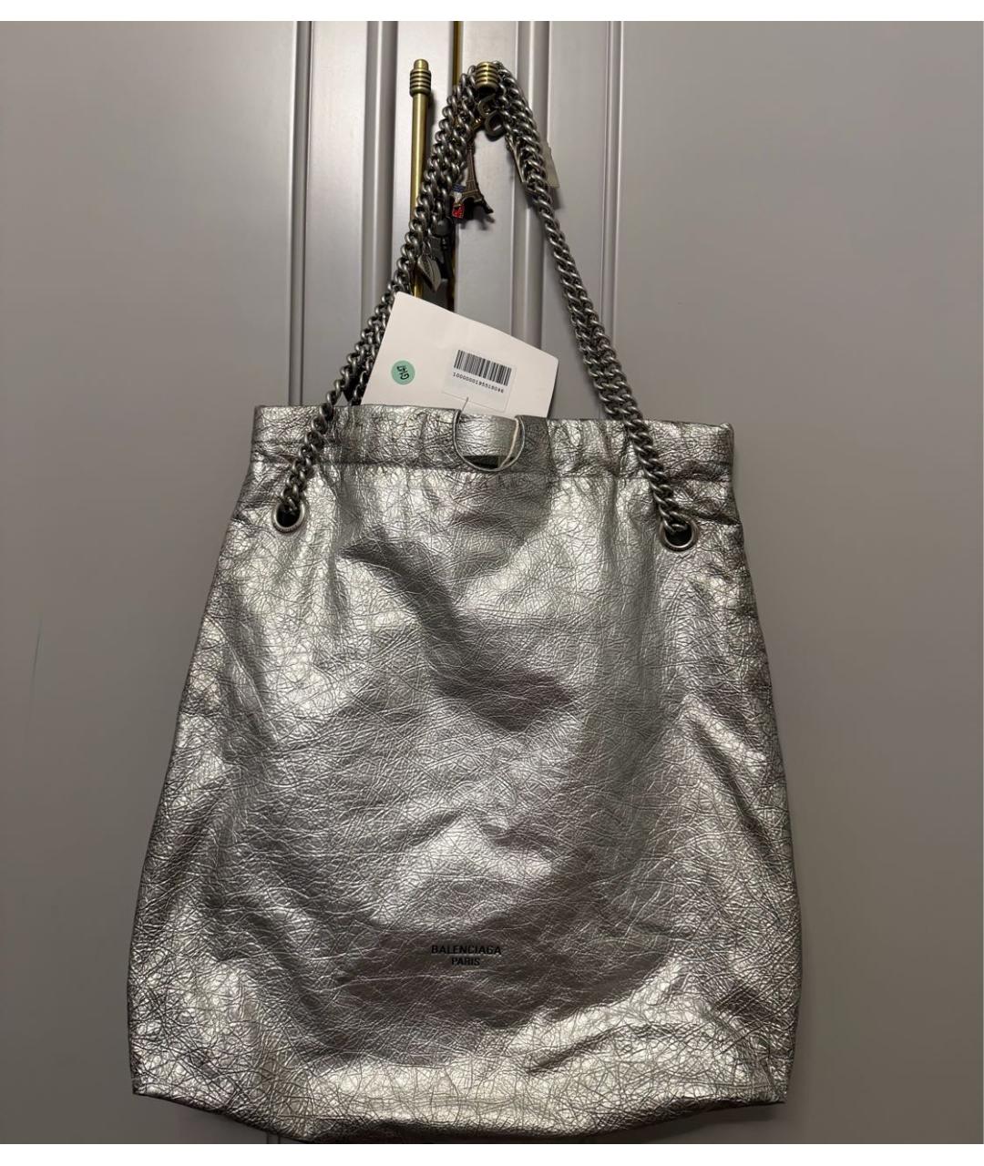 BALENCIAGA Серая кожаная сумка тоут, фото 3