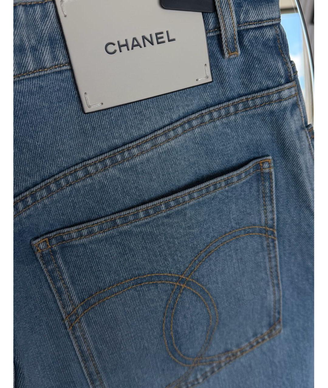 CHANEL Голубые хлопковые джинсы клеш, фото 7