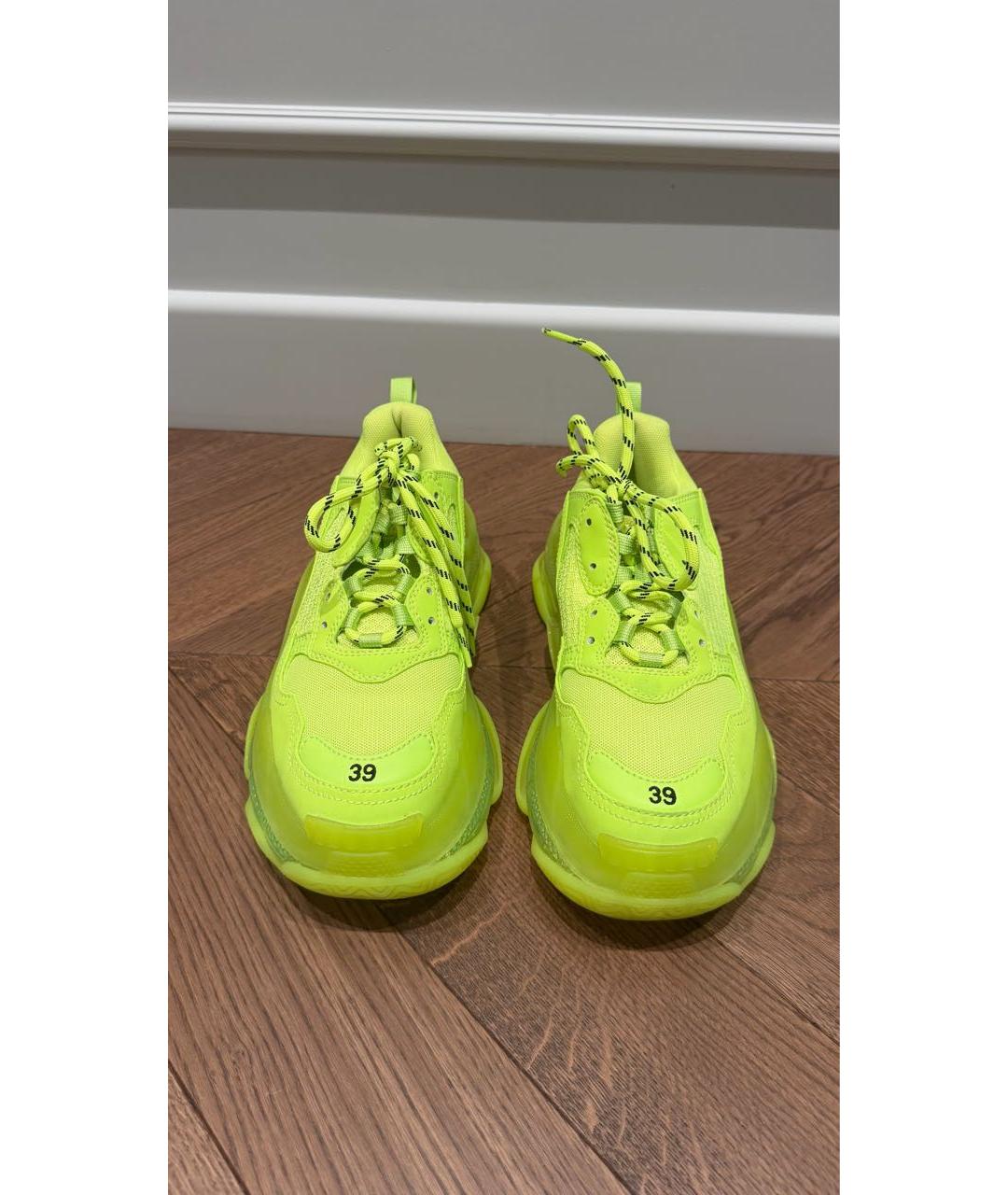 BALENCIAGA Салатовые кожаные кроссовки, фото 2