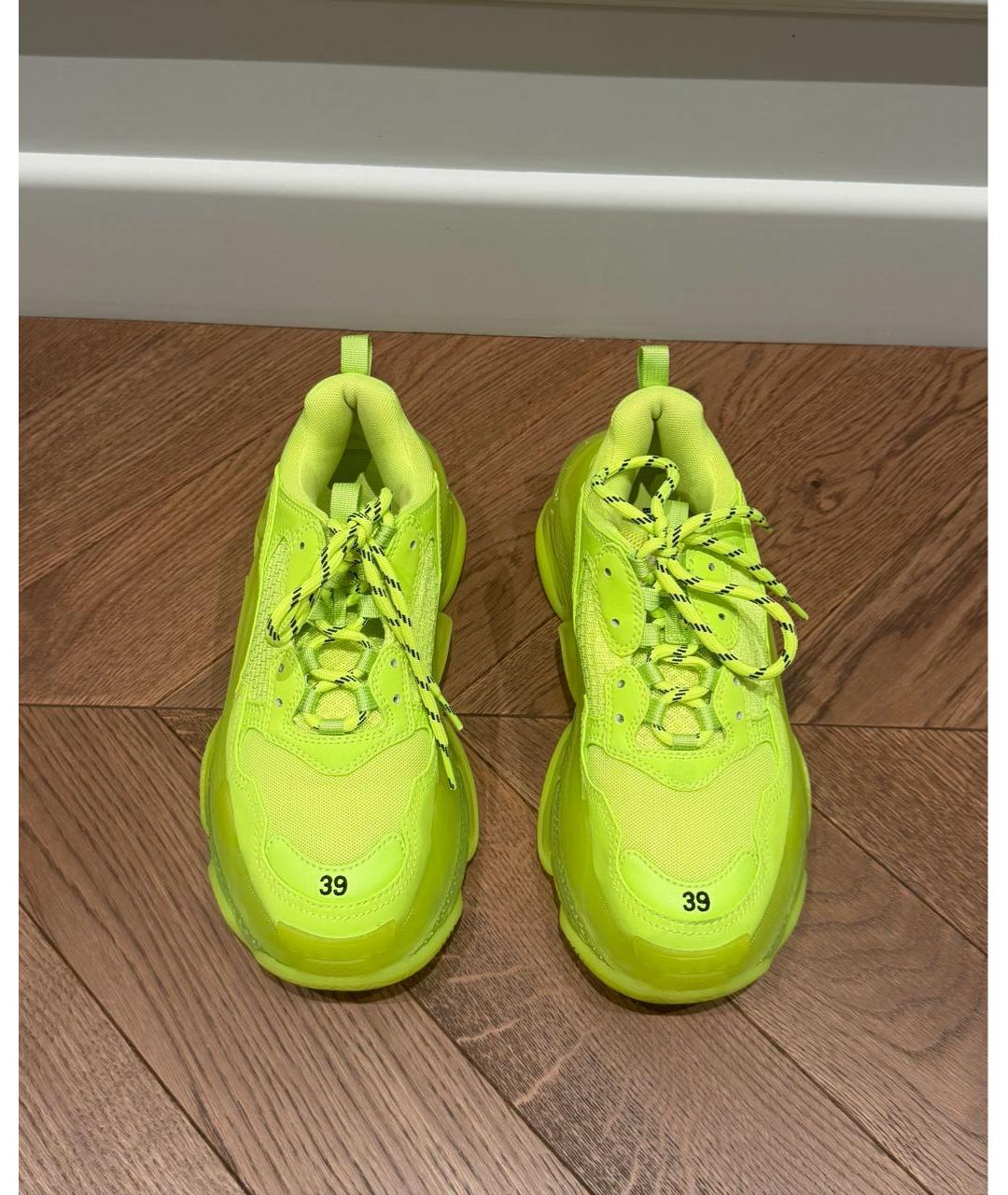 BALENCIAGA Салатовые кожаные кроссовки, фото 3