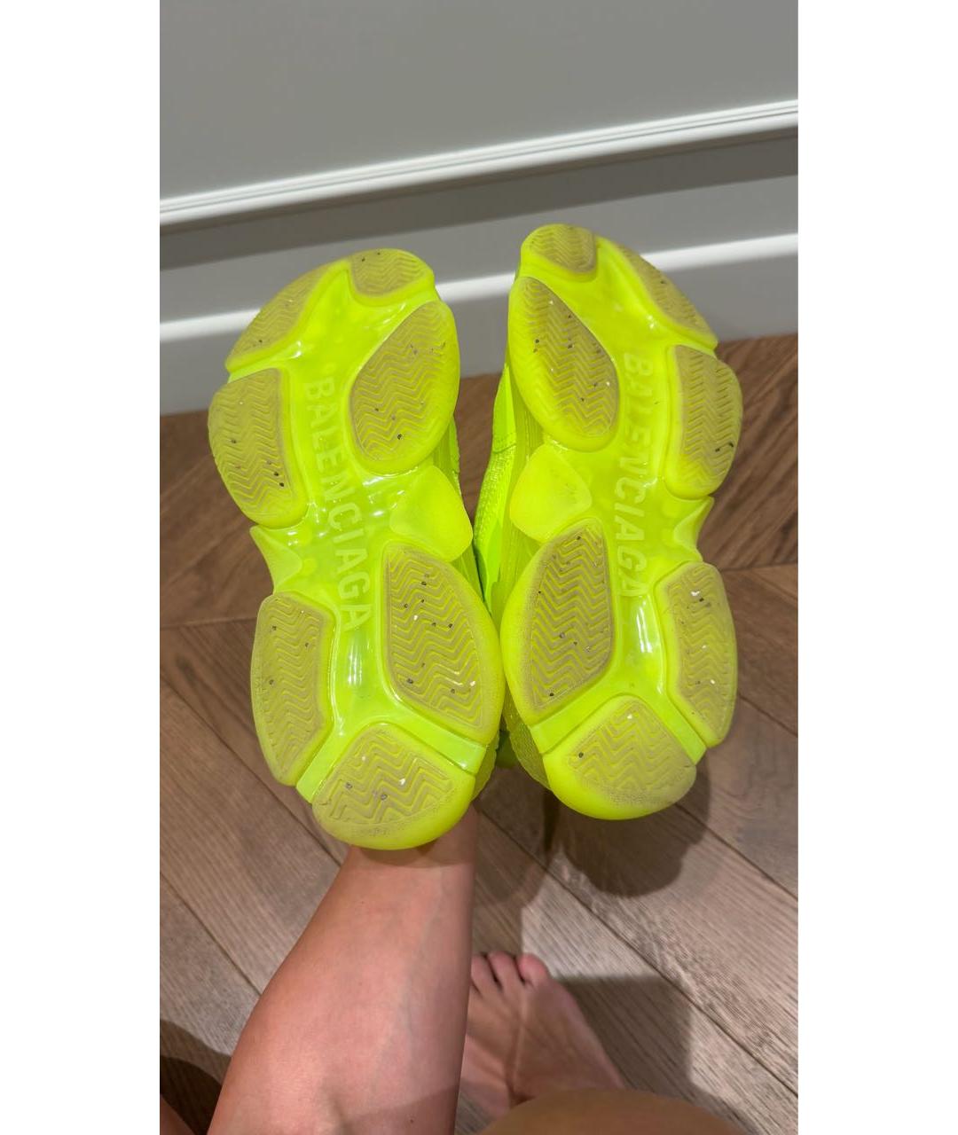 BALENCIAGA Салатовые кожаные кроссовки, фото 4