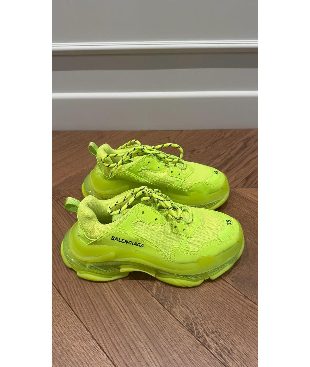 BALENCIAGA Салатовые кожаные кроссовки, фото 8