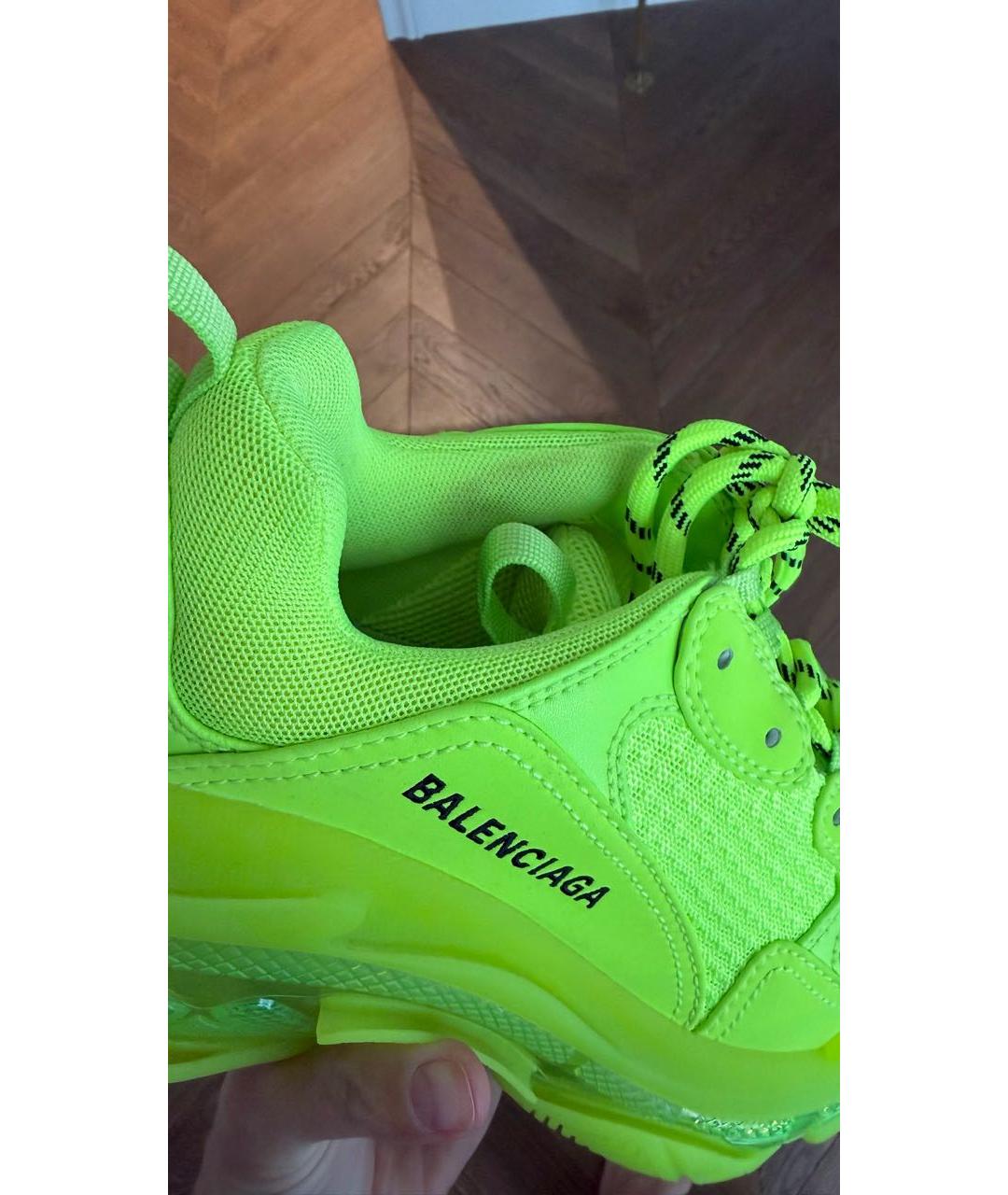 BALENCIAGA Салатовые кожаные кроссовки, фото 7