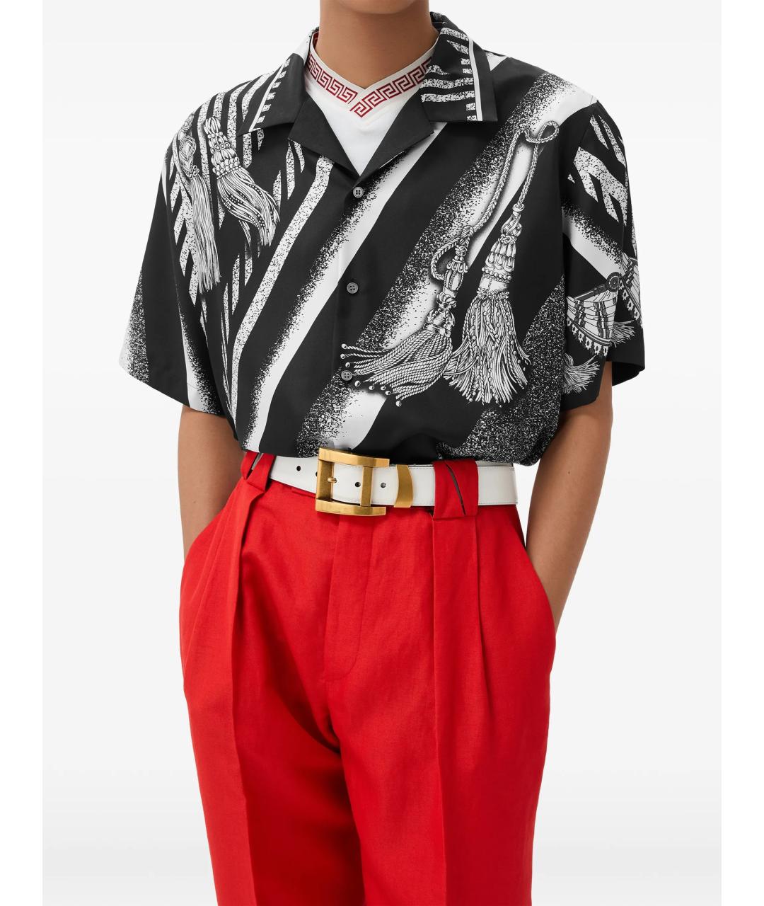 VERSACE Черная шелковая кэжуал рубашка, фото 2