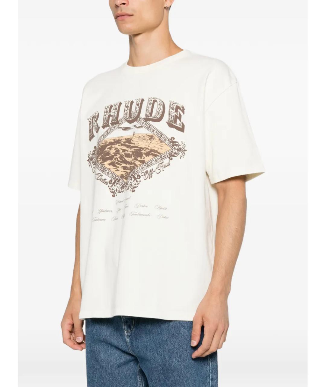 RHUDE Белая хлопковая футболка, фото 3