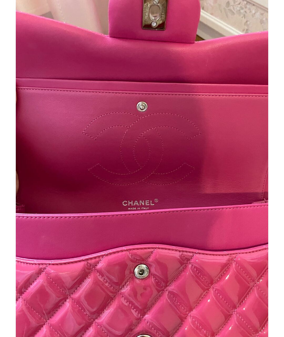 CHANEL PRE-OWNED Розовая сумка тоут из лакированной кожи, фото 7