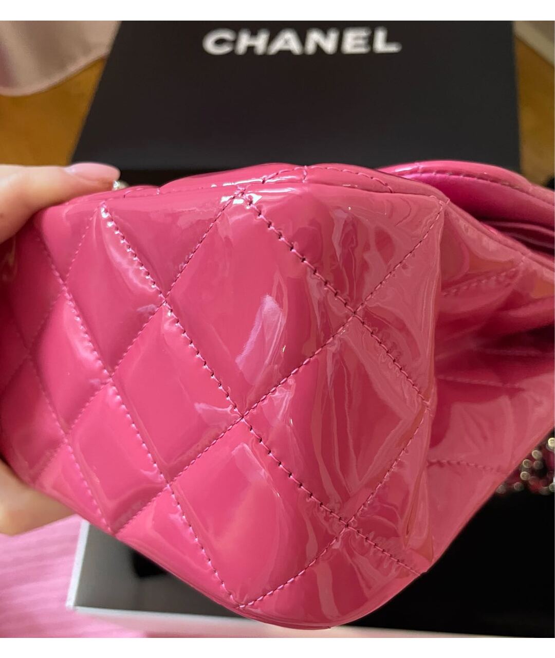 CHANEL PRE-OWNED Розовая сумка тоут из лакированной кожи, фото 5