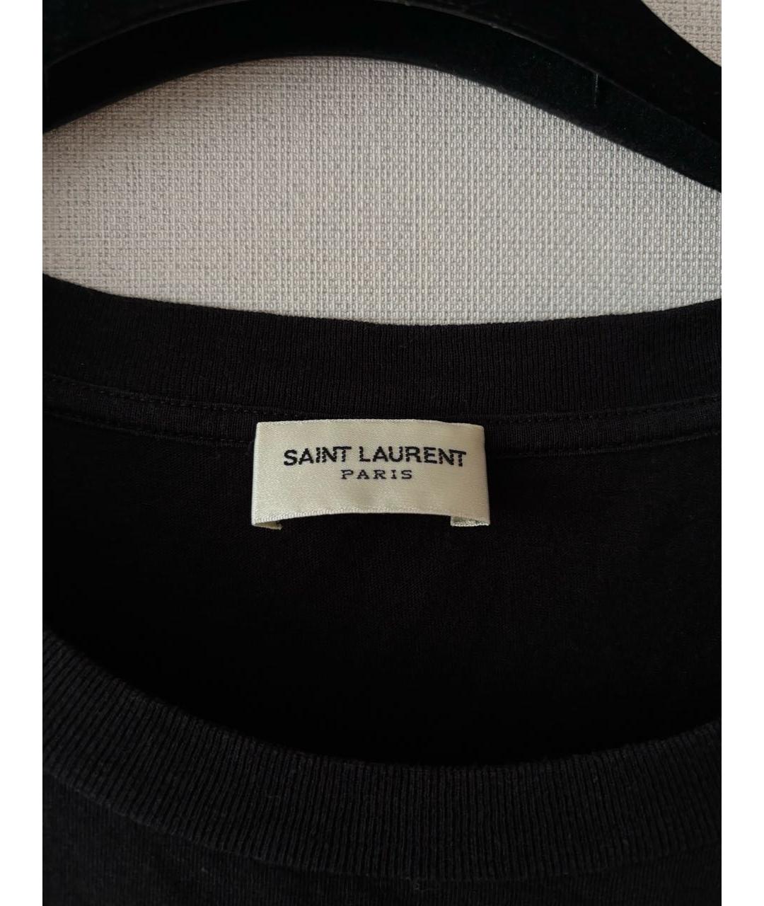 SAINT LAURENT Черная хлопковая футболка, фото 4