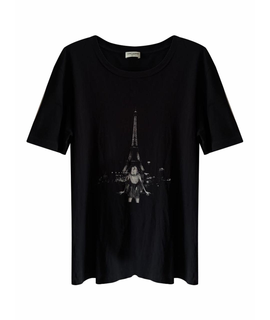 SAINT LAURENT Черная хлопковая футболка, фото 1