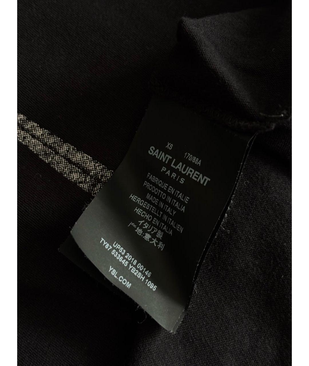 SAINT LAURENT Черная хлопковая футболка, фото 5
