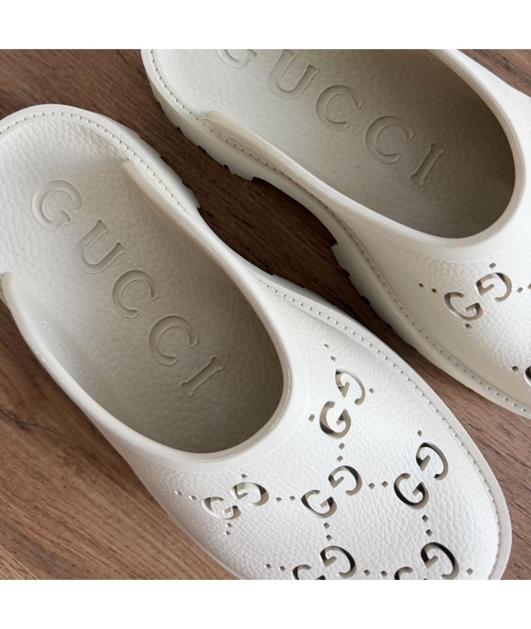 GUCCI Бежевые резиновые сабо, фото 3