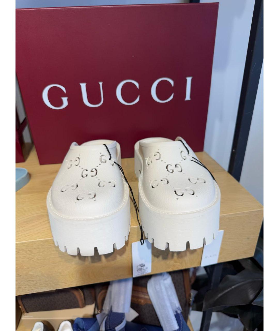 GUCCI Бежевые резиновые сабо, фото 3