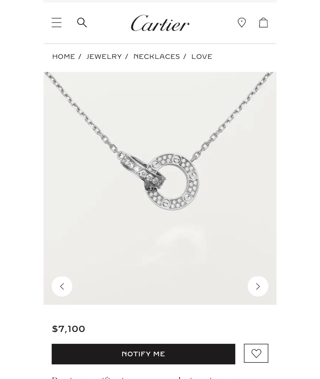 CARTIER Серебряная подвеска из белого золота, фото 2