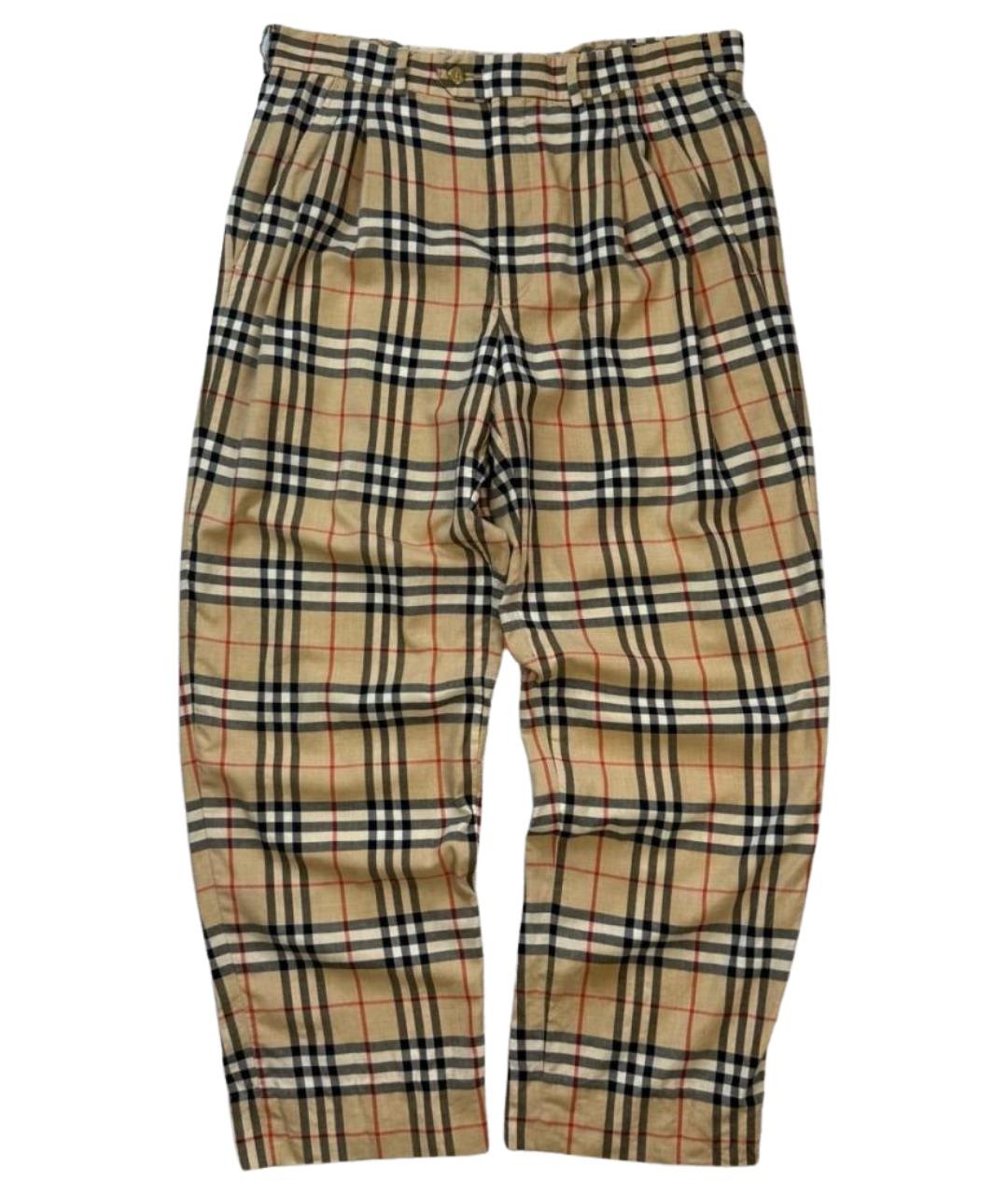 BURBERRY Бежевые хлопковые повседневные брюки, фото 1