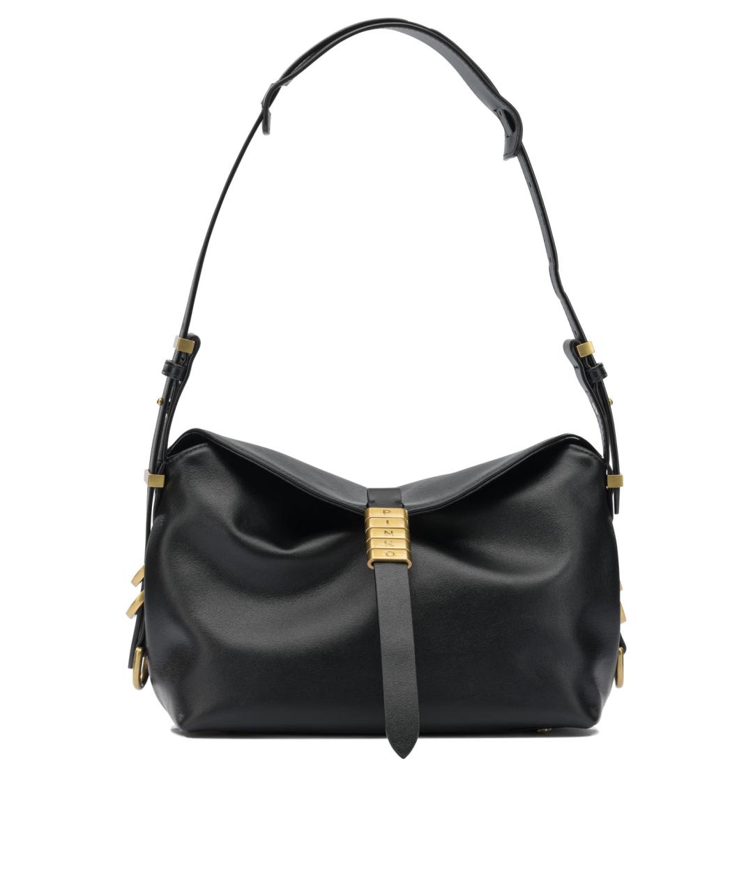 PINKO Черная кожаная сумка с короткими ручками, фото 1
