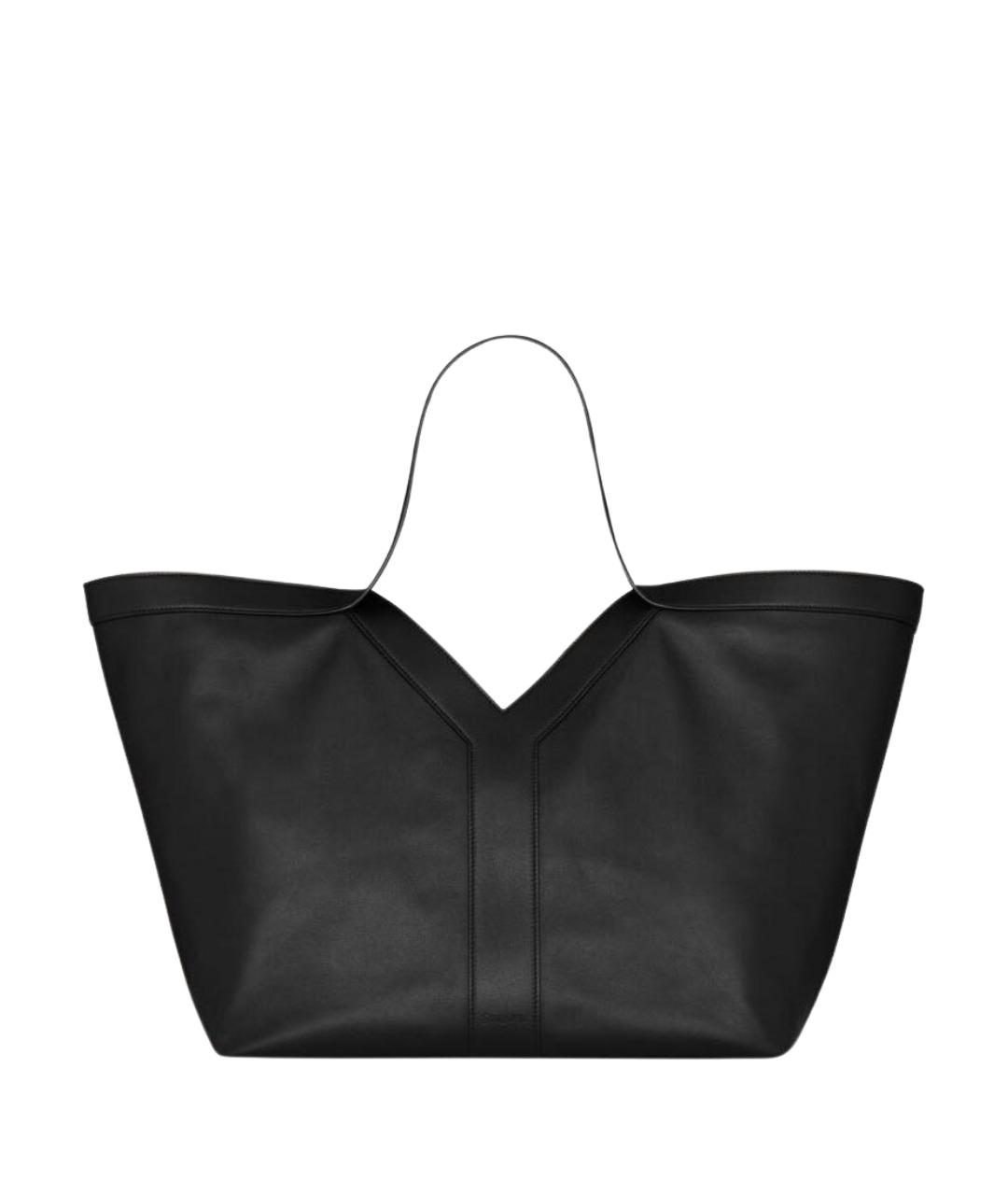 SAINT LAURENT Черная кожаная сумка тоут, фото 1
