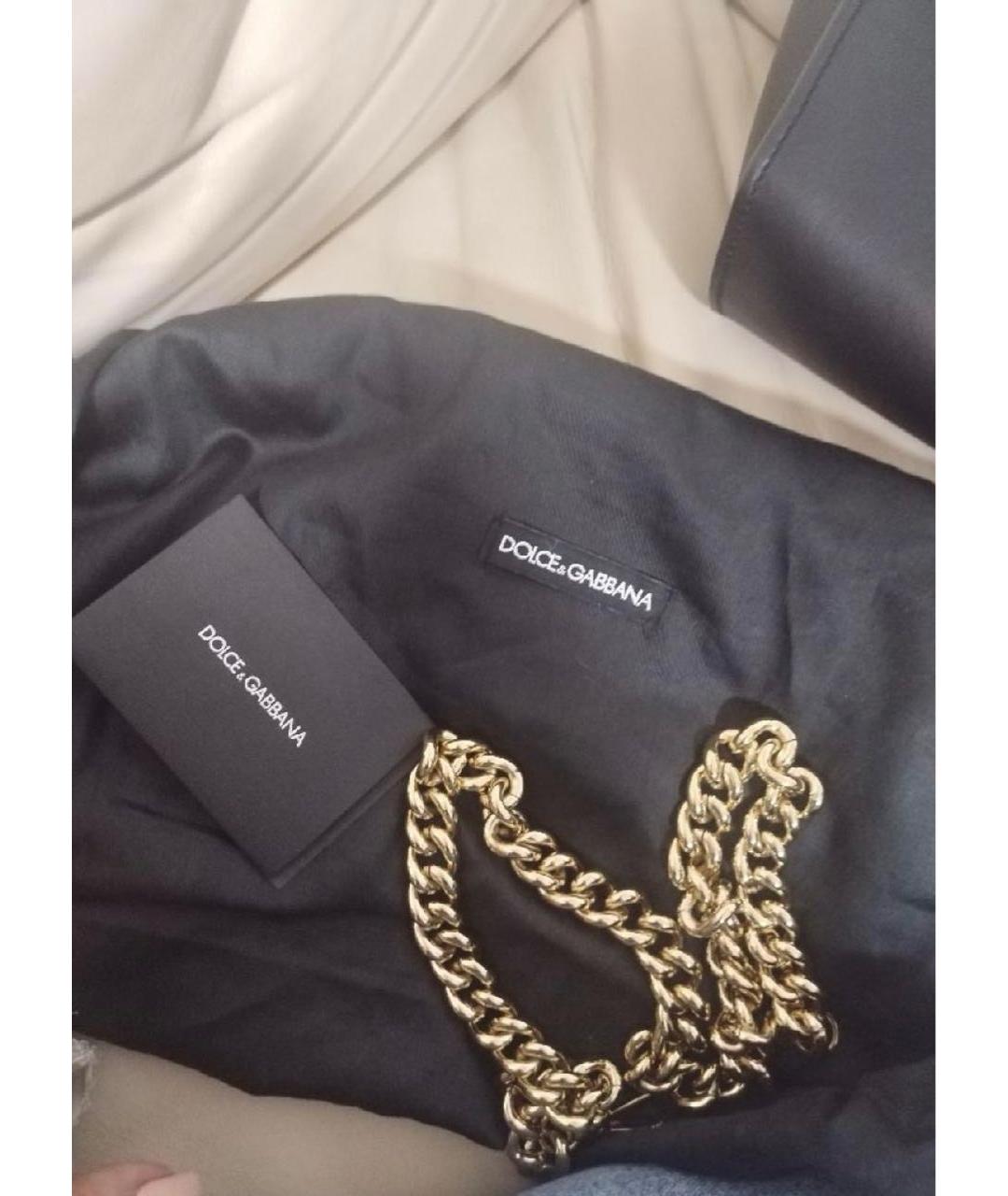 DOLCE&GABBANA Черная кожаная сумка с короткими ручками, фото 6