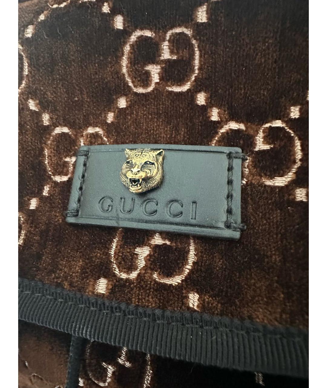 GUCCI Коричневый бархатный рюкзак, фото 5