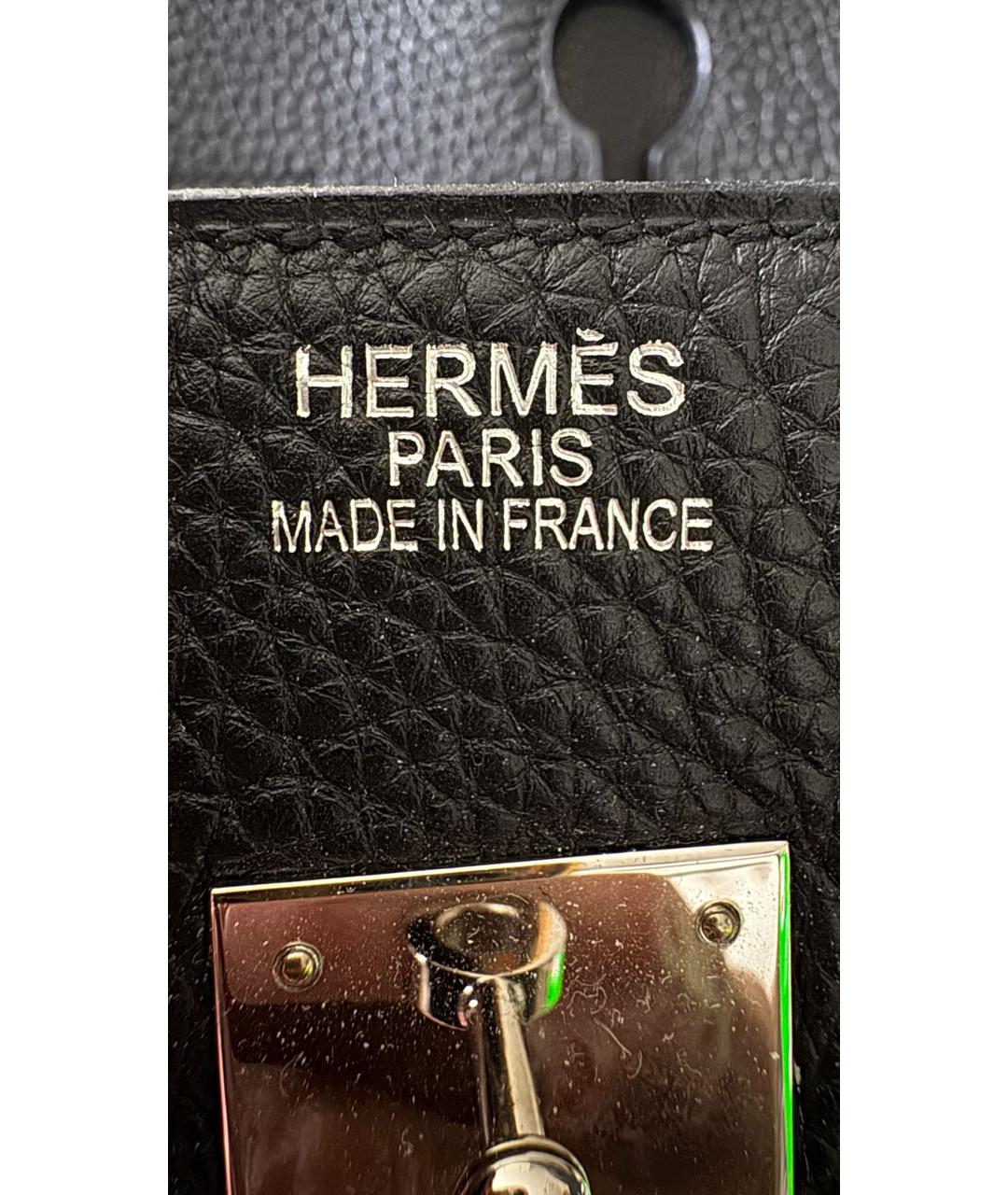 HERMES Черная кожаная сумка с короткими ручками, фото 8