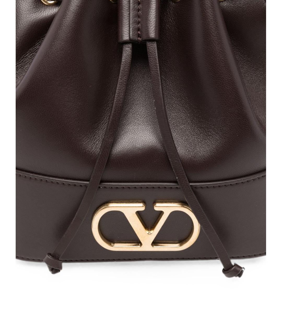 VALENTINO Коричневая кожаная сумка через плечо, фото 4