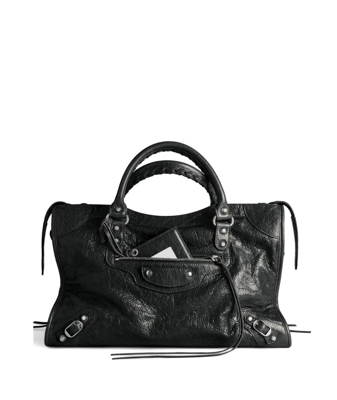 BALENCIAGA Черная кожаная сумка тоут, фото 1