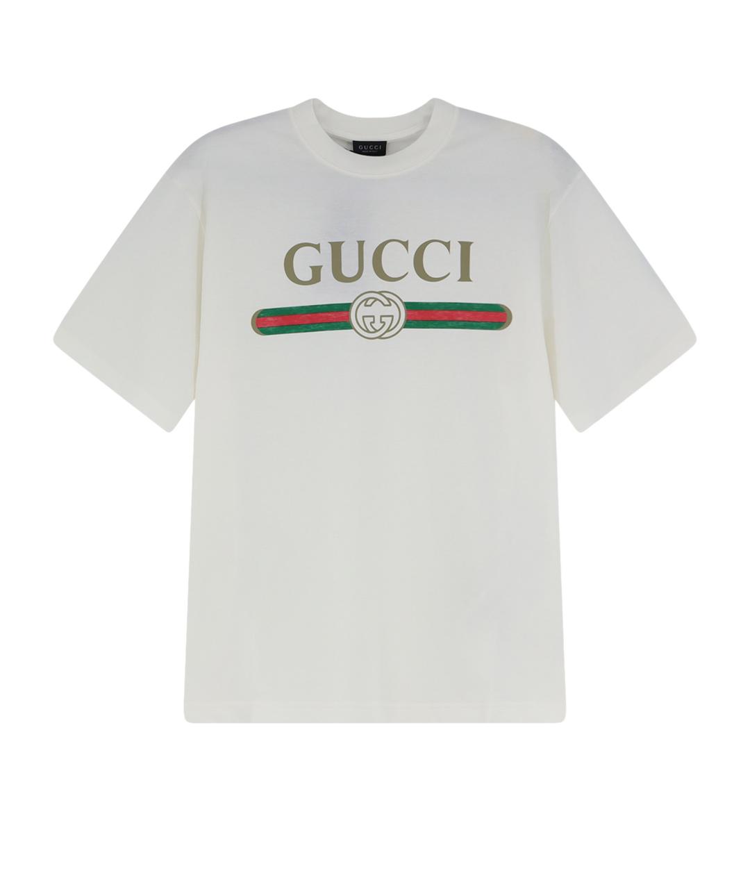 GUCCI Белая хлопковая футболка, фото 1