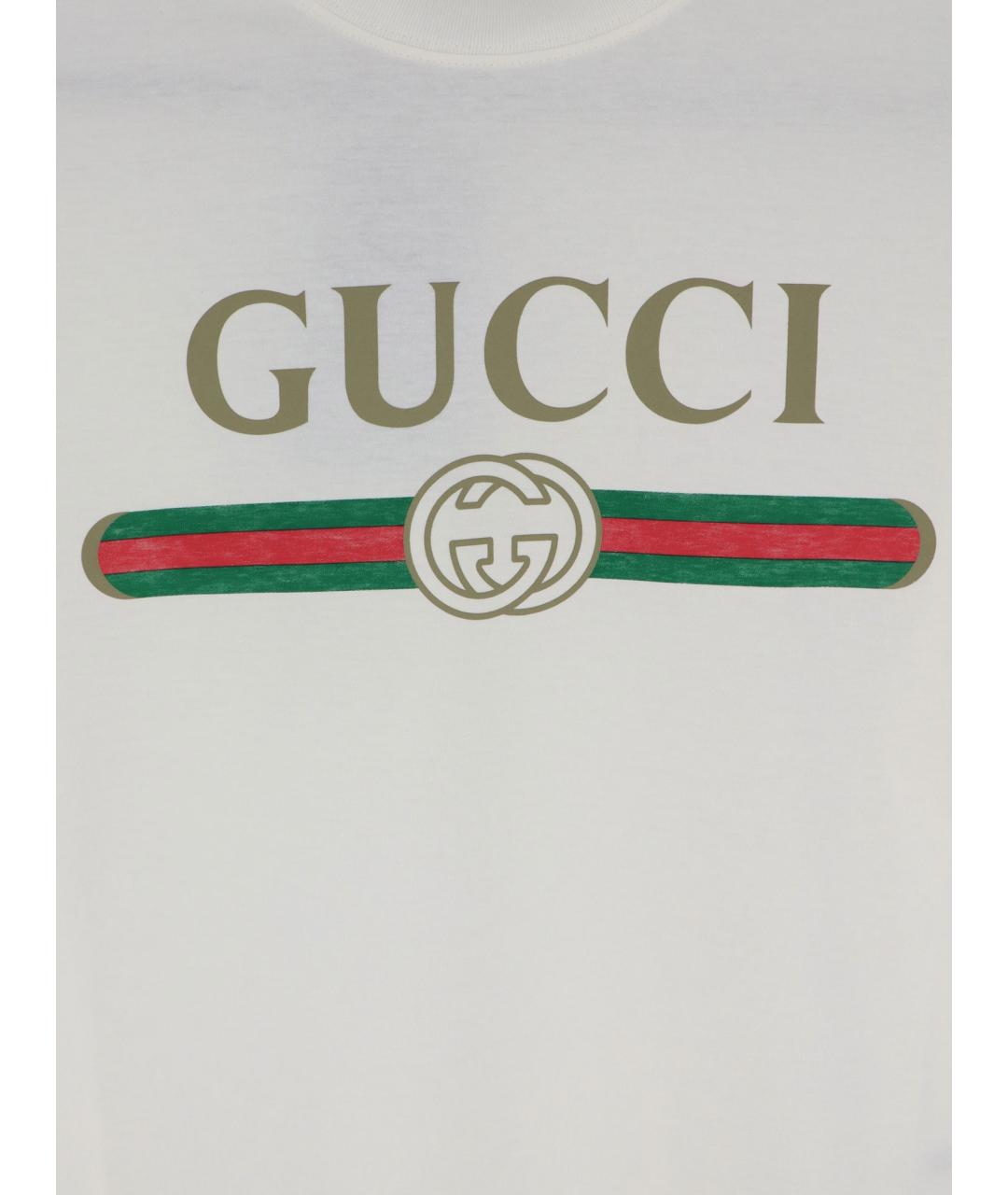 GUCCI Белая хлопковая футболка, фото 3