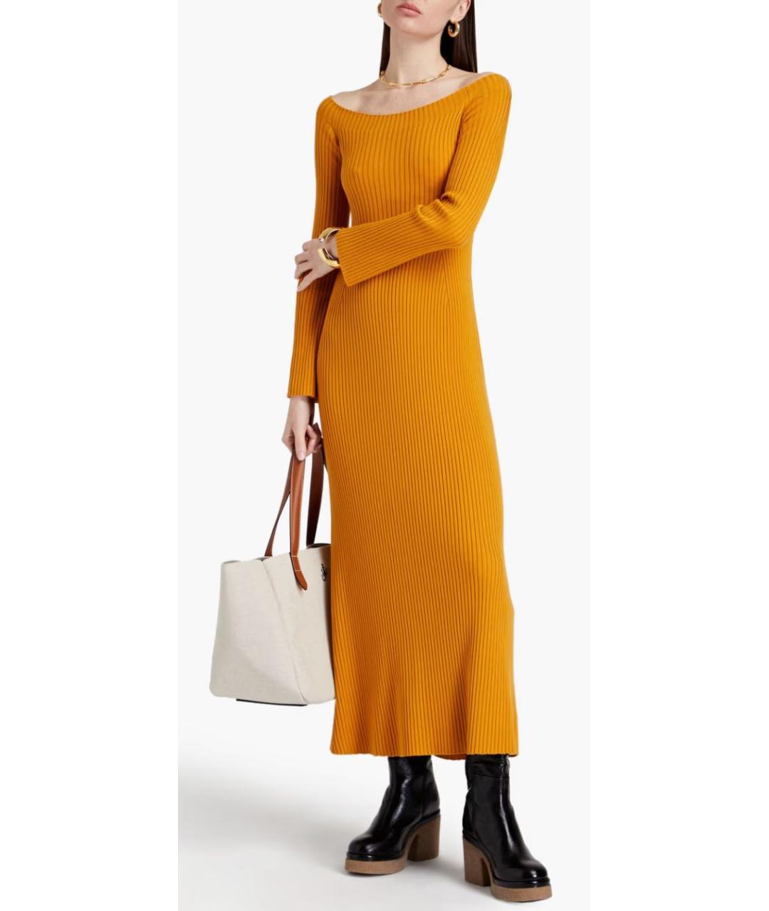 CHLOE Горчичное шерстяное повседневное платье, фото 5