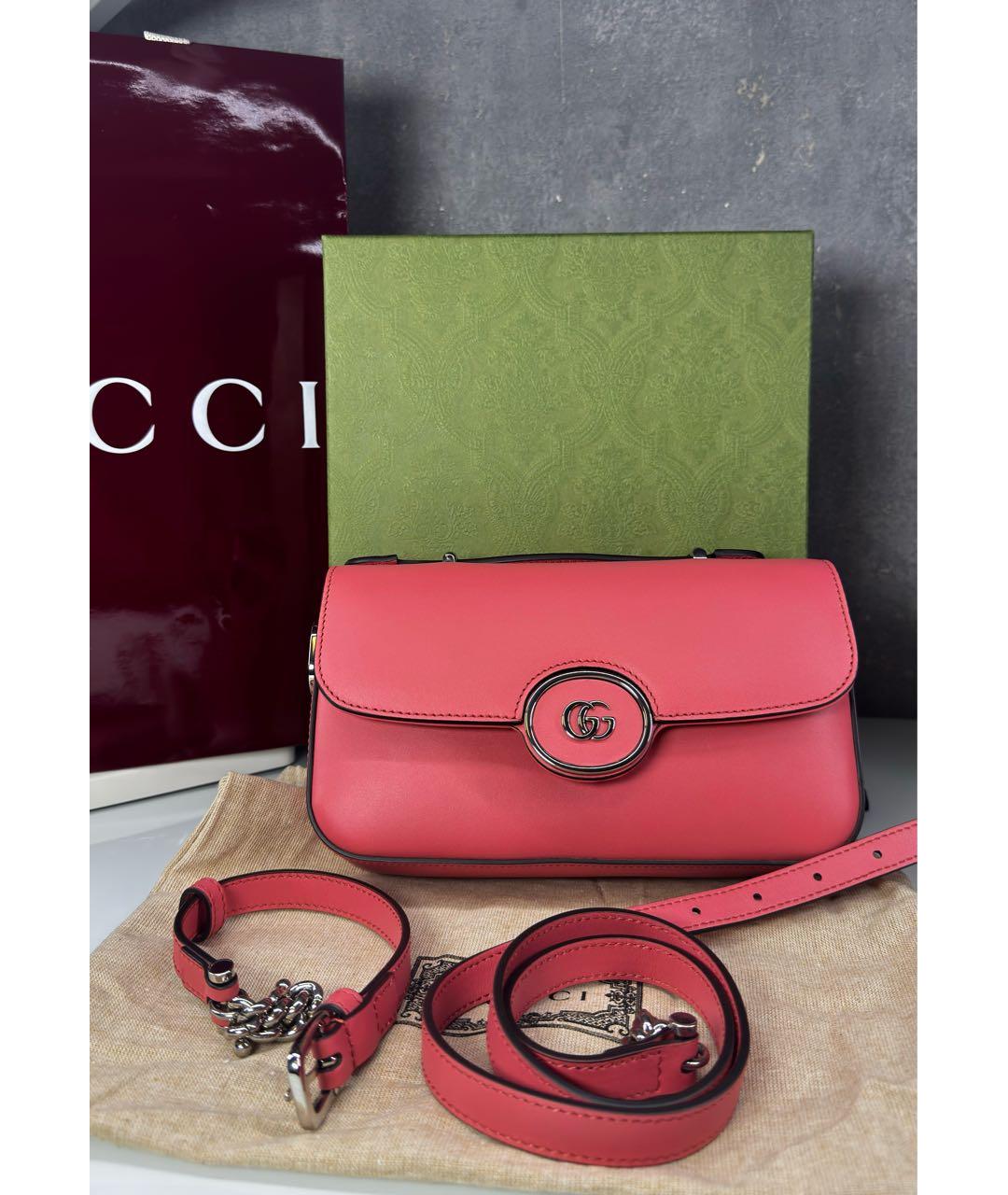 GUCCI Коралловая кожаная сумка через плечо, фото 3