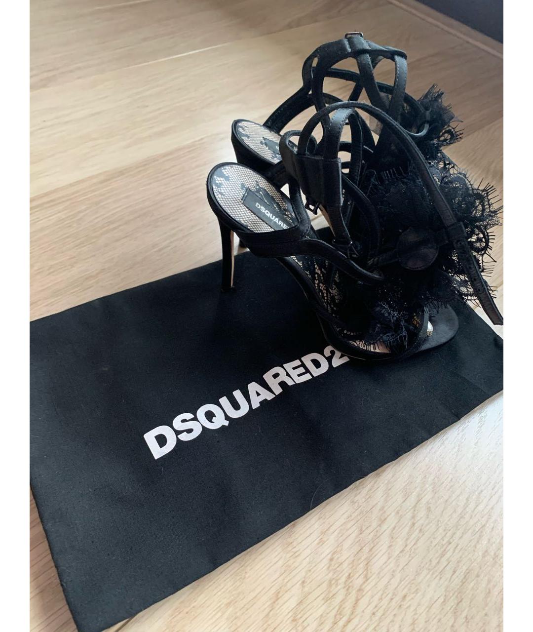 DSQUARED2 Черные текстильные босоножки, фото 4