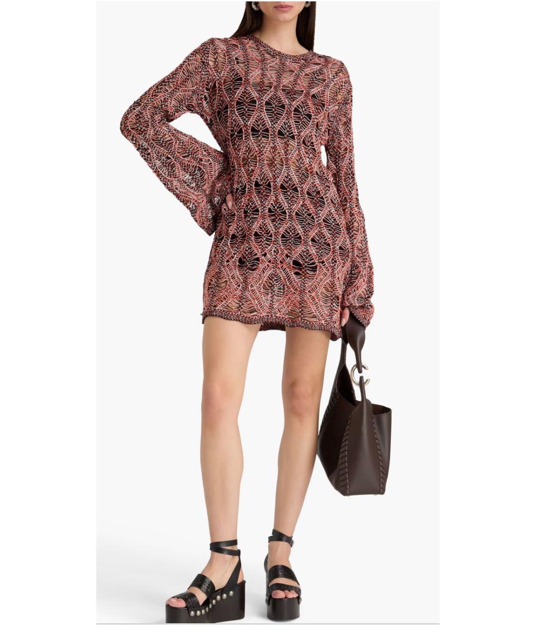 CHLOE Коричневое льняное повседневное платье, фото 5