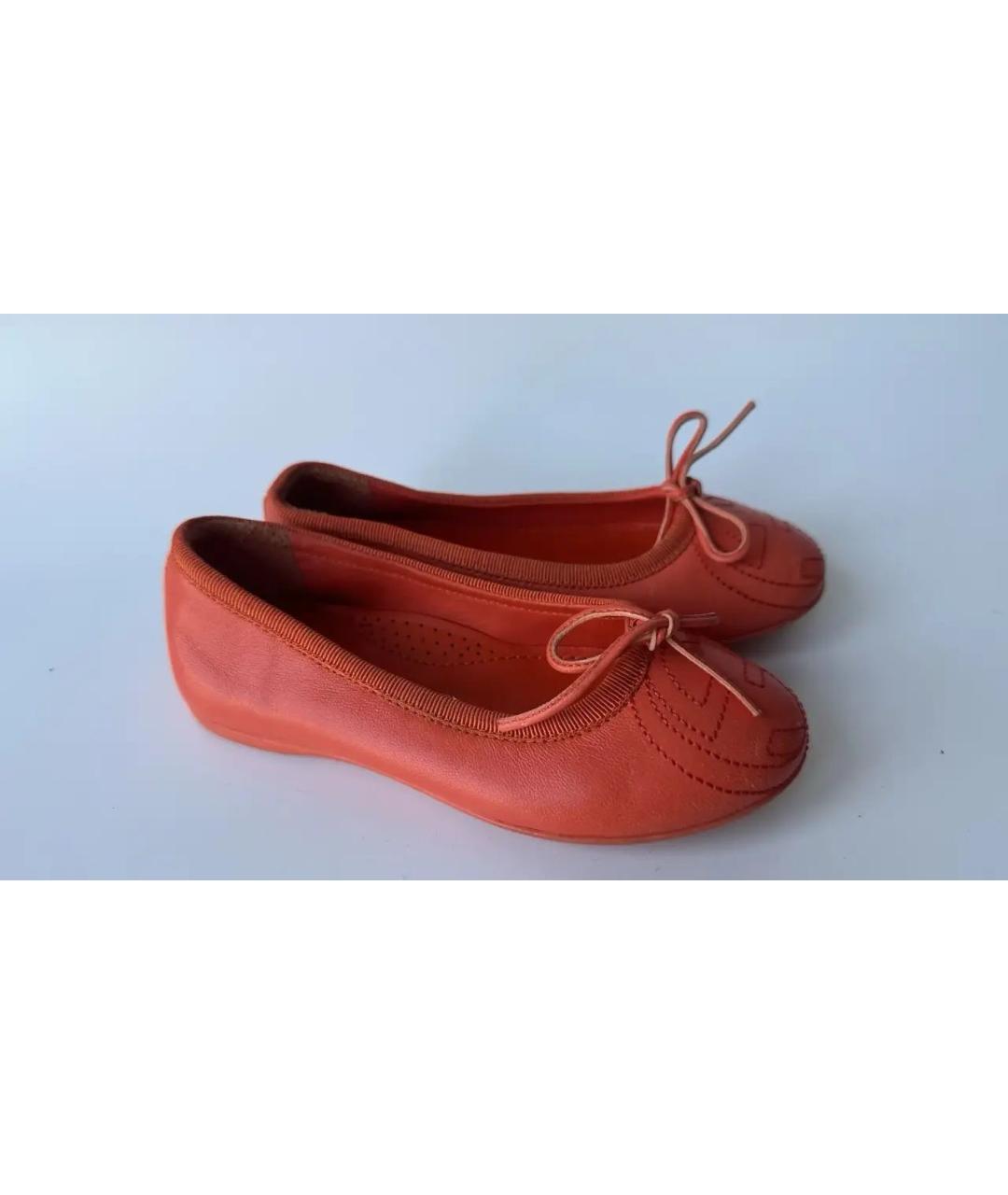 GUCCI KIDS Оранжевые кожаные балетки, фото 8