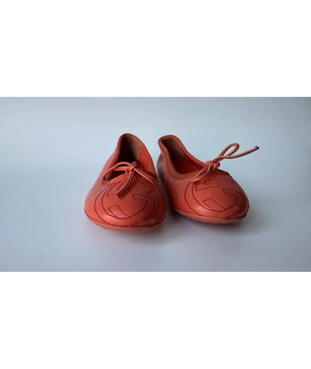 GUCCI KIDS Оранжевые кожаные балетки, фото 9